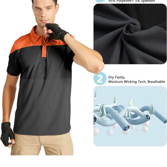 V VALANCH Mens Polo Shirt Short Sleeve Golf Shirt for Men Casual - Picture 3 of 5